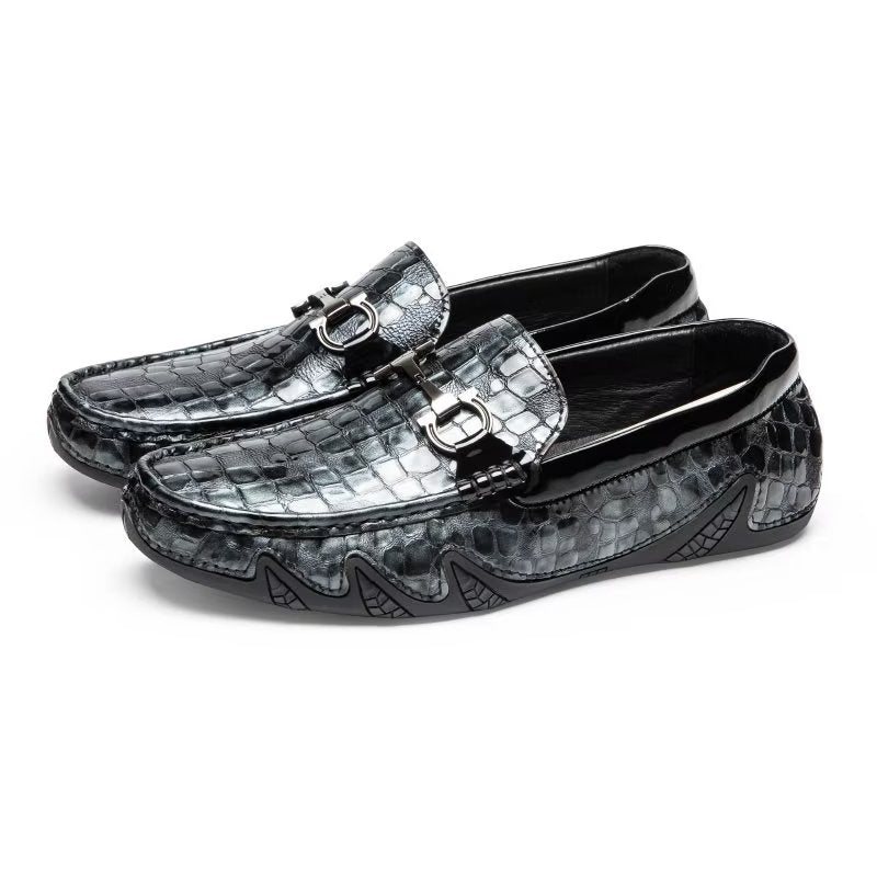 Ανδρικά Loafers Exotic Metal Toe Slip On - Μαύρο