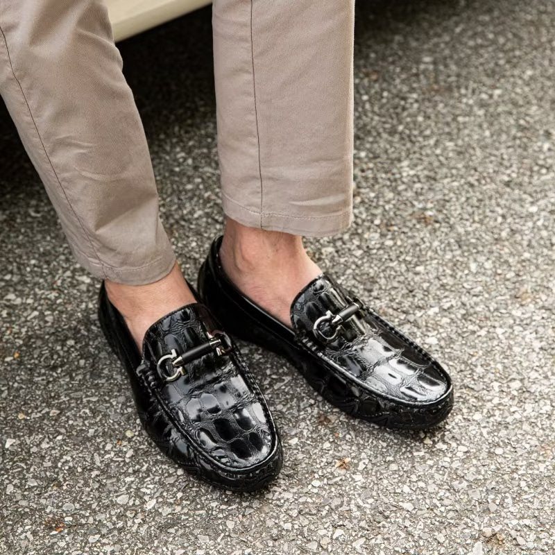 Ανδρικά Loafers Exotic Metal Toe Slip On - Μαύρο