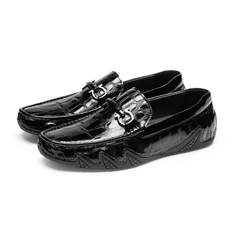 Ανδρικά Loafers Exotic Metal Toe Slip On - Μαύρο