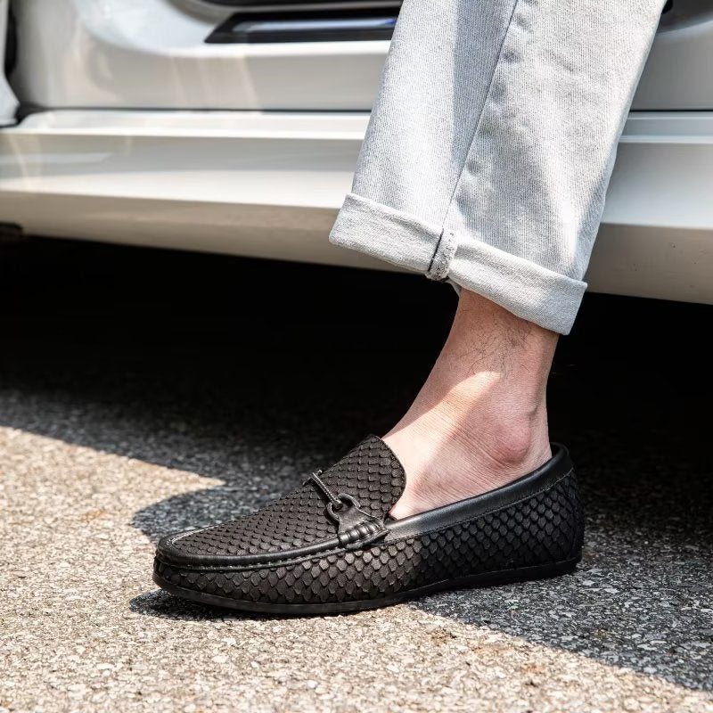 Ανδρικά Loafers Exotic Metal Toe Slip On - Μαύρο