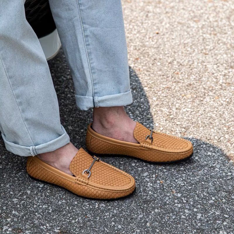 Ανδρικά Loafers Exotic Metal Toe Slip On - Καφέ