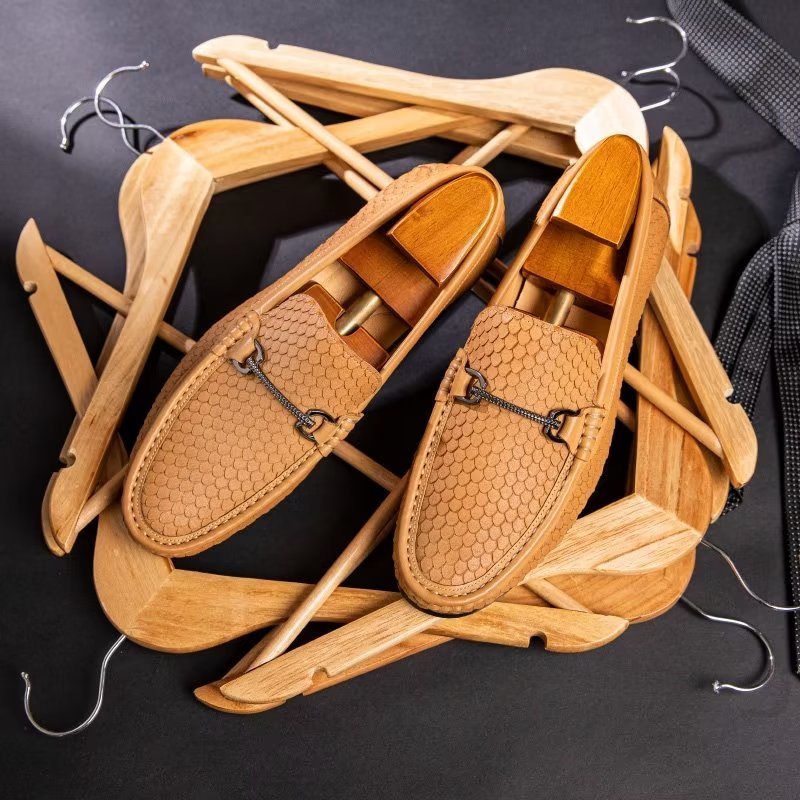 Ανδρικά Loafers Exotic Metal Toe Slip On - Καφέ