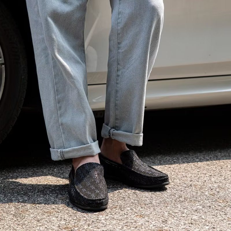 Ανδρικά Loafers Exotic Metal Toe Slip On - Μαύρο