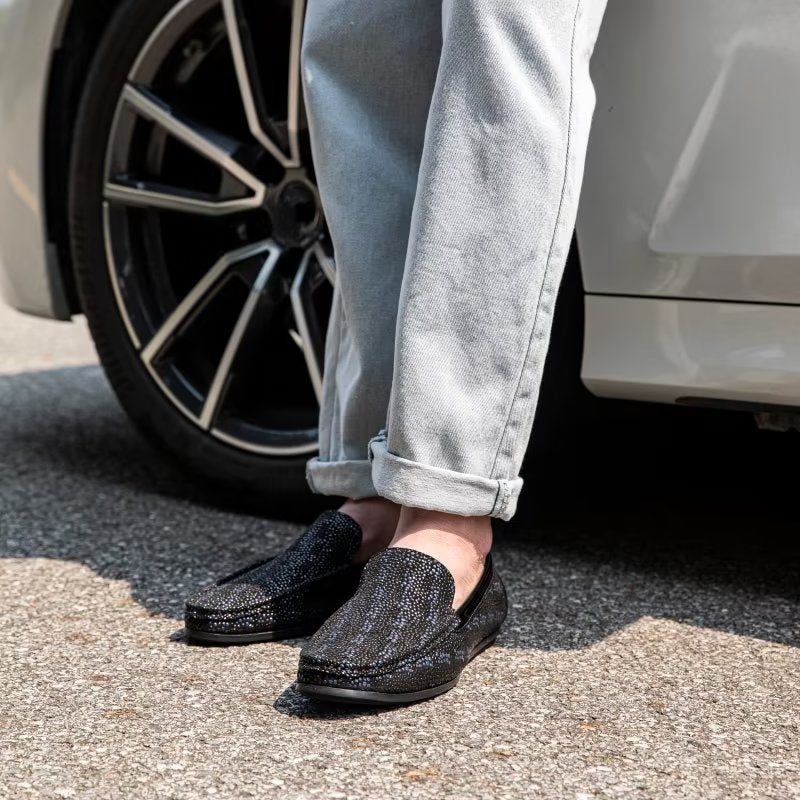 Ανδρικά Loafers Exotic Metal Toe Slip On - Μαύρο