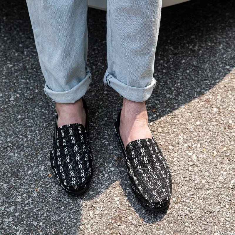 Ανδρικά Loafers Exotic Metal Toe Slip On - Μαύρο