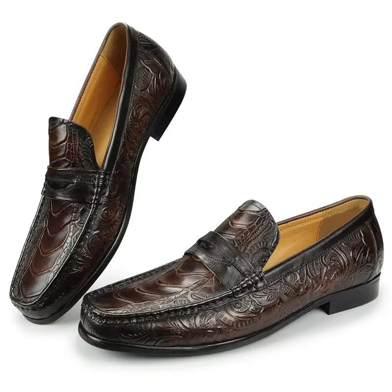 Ανδρικά Loafers Exotic Metal Toe Slip On - Καφές