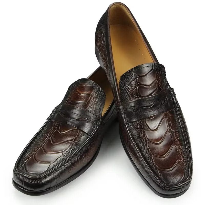 Ανδρικά Loafers Exotic Metal Toe Slip On - Καφές