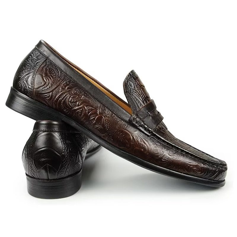 Ανδρικά Loafers Exotic Metal Toe Slip On - Καφές