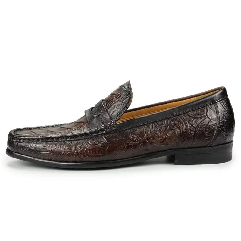 Ανδρικά Loafers Exotic Metal Toe Slip On - Καφές