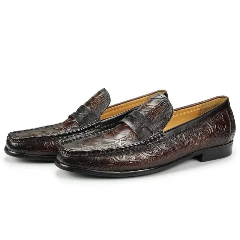 Ανδρικά Loafers Exotic Metal Toe Slip On - Καφές