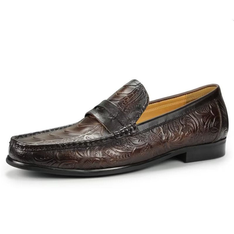 Ανδρικά Loafers Exotic Metal Toe Slip On - Καφές