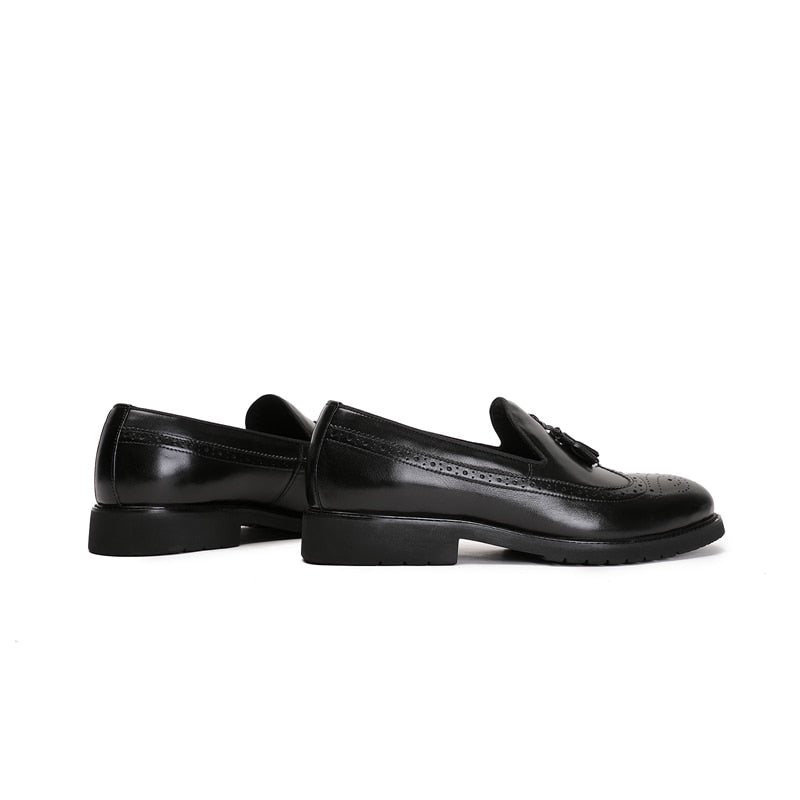 Ανδρικά Loafers Exotic Slip-on Μπρογκ Παπούτσια - Μαύρο 