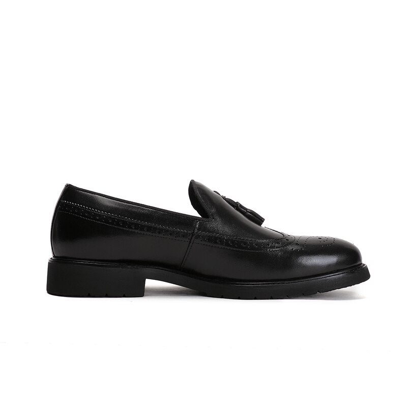 Ανδρικά Loafers Exotic Slip-on Μπρογκ Παπούτσια - Μαύρο 