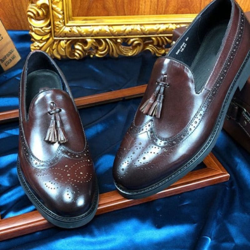 Ανδρικά Loafers Exotic Slip-on Μπρογκ Παπούτσια - Καφές