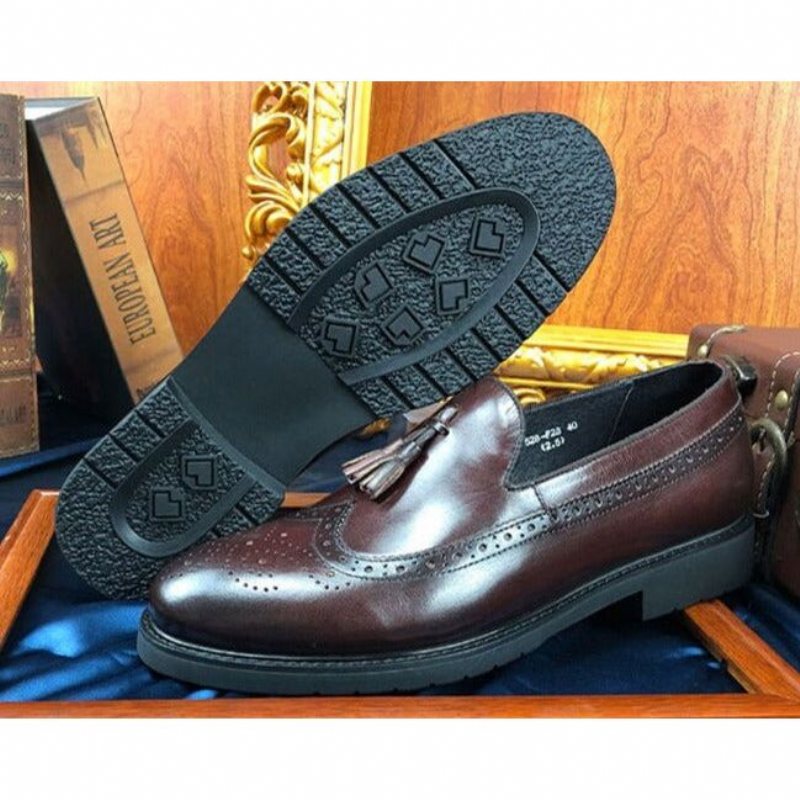 Ανδρικά Loafers Exotic Slip-on Μπρογκ Παπούτσια - Καφές