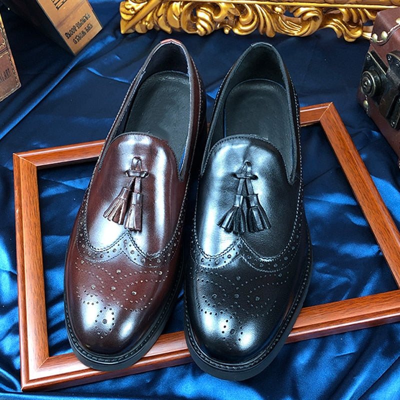 Ανδρικά Loafers Exotic Slip-on Μπρογκ Παπούτσια - Καφές