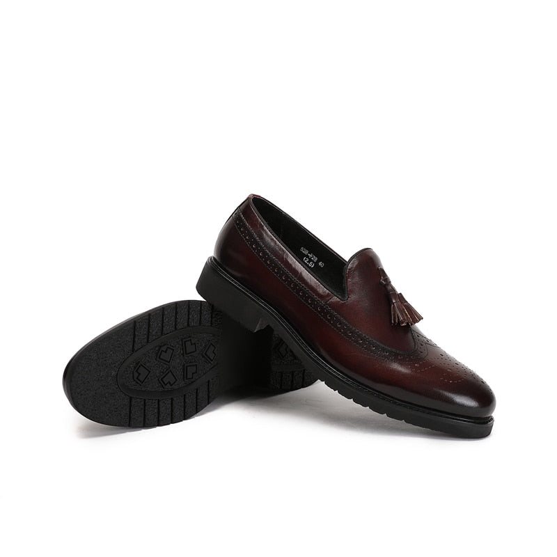 Ανδρικά Loafers Exotic Slip-on Μπρογκ Παπούτσια - Καφές