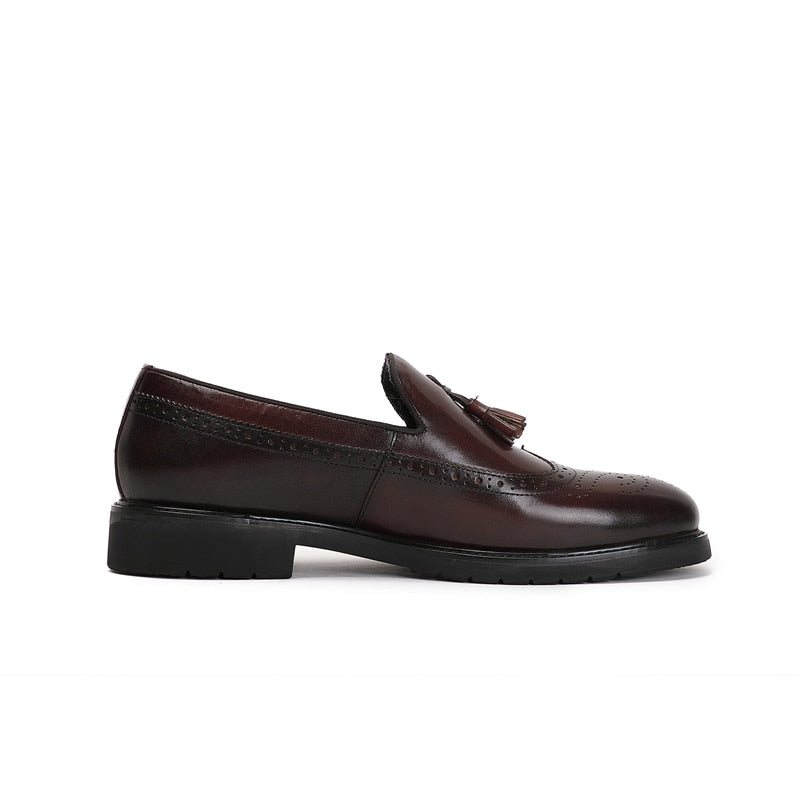 Ανδρικά Loafers Exotic Slip-on Μπρογκ Παπούτσια - Καφές