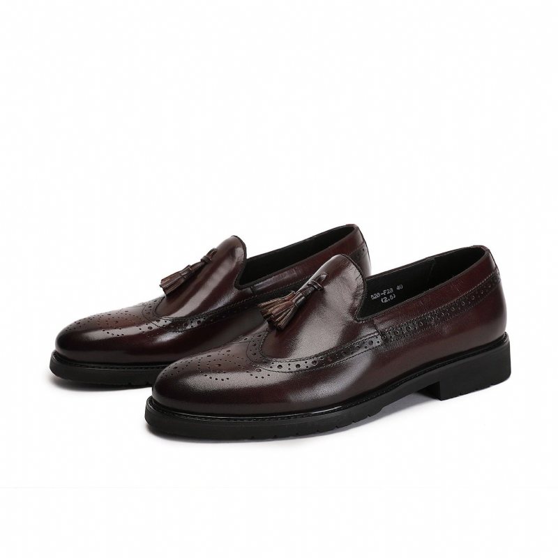 Ανδρικά Loafers Exotic Slip-on Μπρογκ Παπούτσια - Καφές