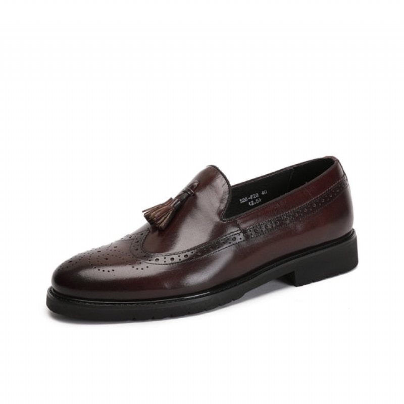 Ανδρικά Loafers Exotic Slip-on Μπρογκ Παπούτσια - Καφές