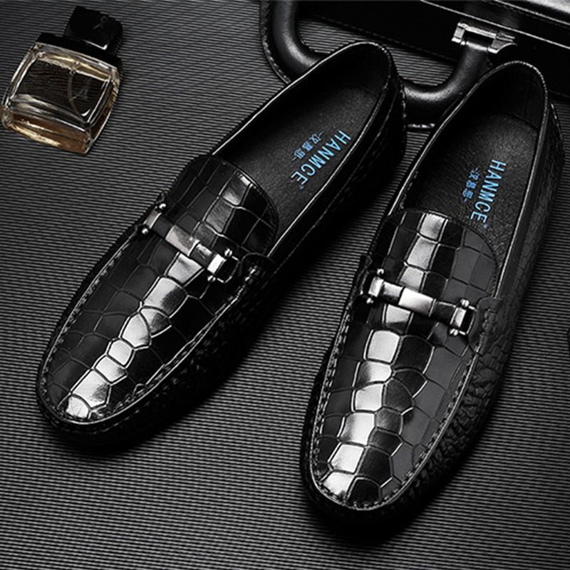 Ανδρικά Loafers Exotic Texture Slip-on - Μαύρο