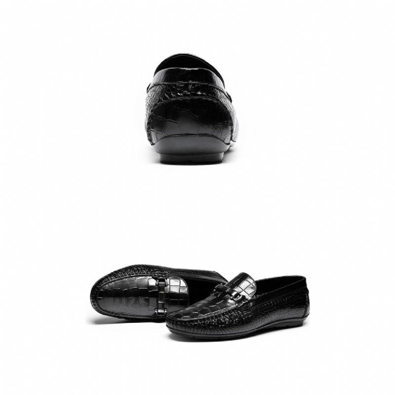 Ανδρικά Loafers Exotic Texture Slip-on - Μαύρο