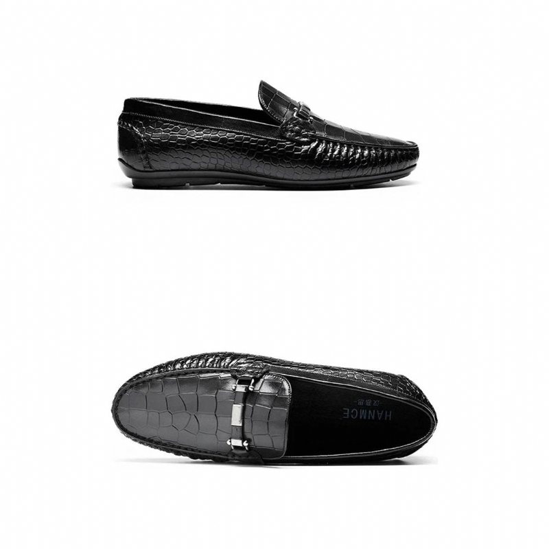 Ανδρικά Loafers Exotic Texture Slip-on - Μαύρο