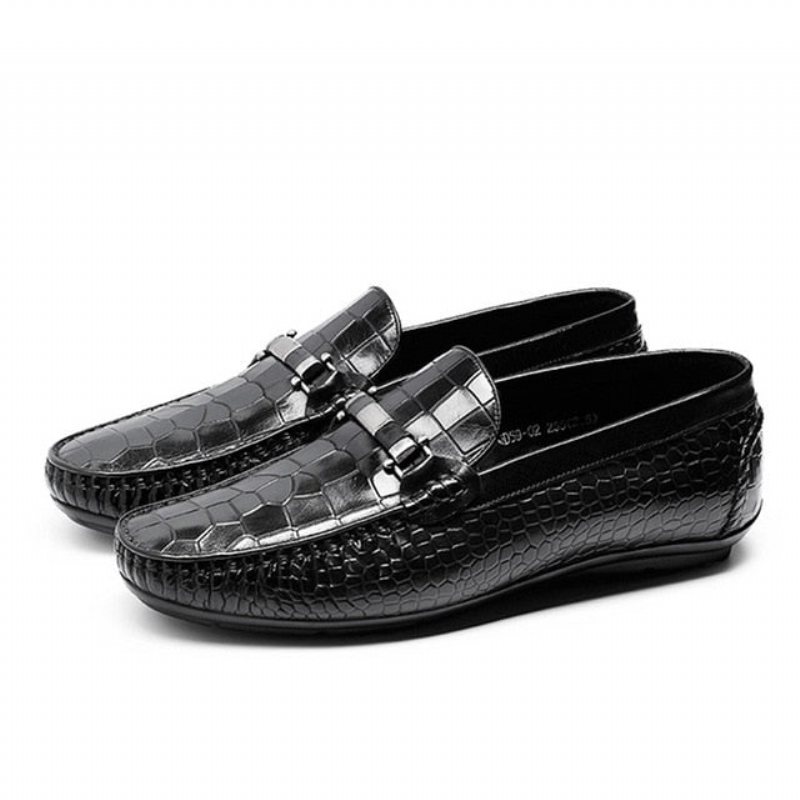 Ανδρικά Loafers Exotic Texture Slip-on - Μαύρο