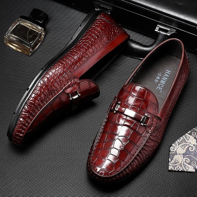 Ανδρικά Loafers Exotic Texture Slip-on - Κόκκινο