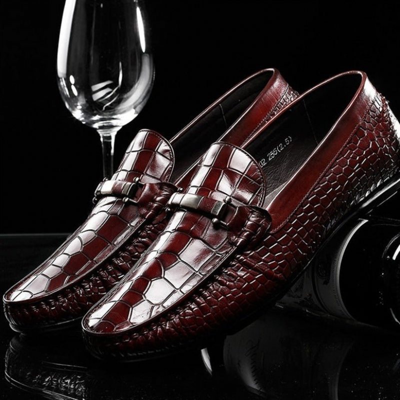 Ανδρικά Loafers Exotic Texture Slip-on - Κόκκινο