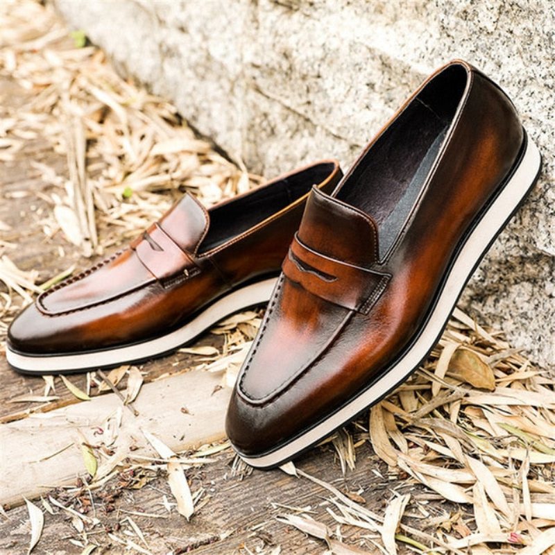 Ανδρικά Loafers Exotic Toe Slip-on Brogues - Καφές