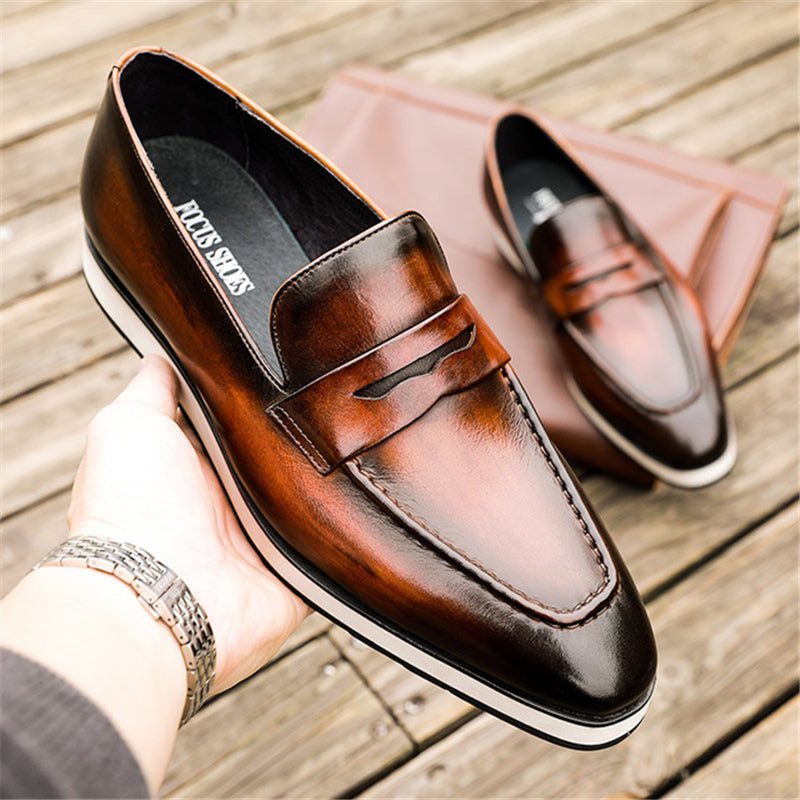 Ανδρικά Loafers Exotic Toe Slip-on Brogues - Καφές