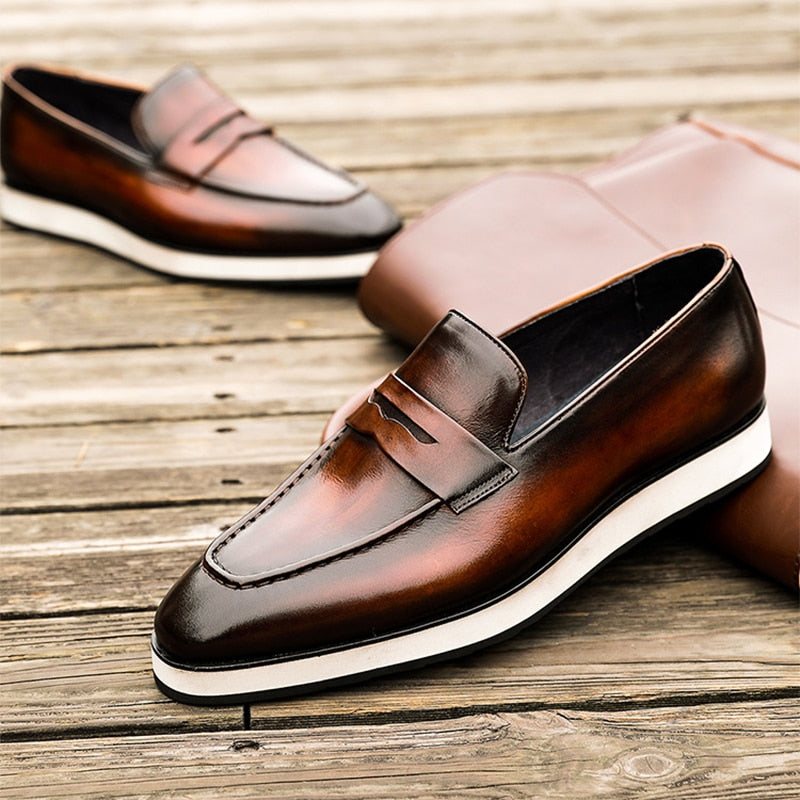 Ανδρικά Loafers Exotic Toe Slip-on Brogues - Καφές