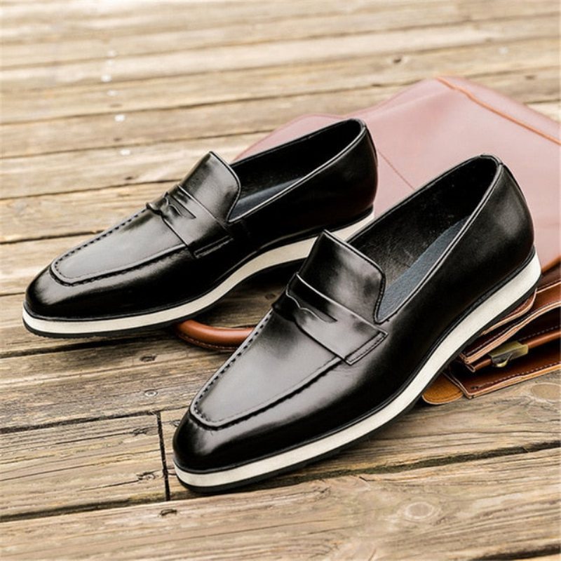 Ανδρικά Loafers Exotic Toe Slip-on Brogues - Μαύρο