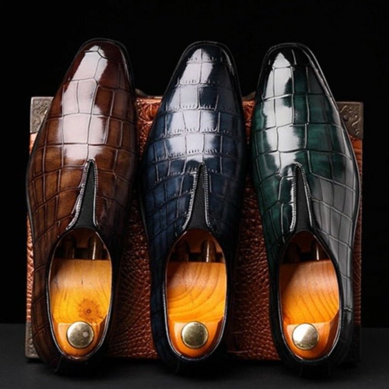 Ανδρικά Loafers Exotic Μυτερά Παπούτσια Brogue - Πράσινο