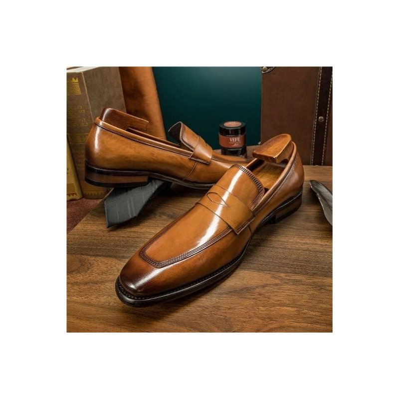 Ανδρικά Loafers Exotic Μυτερά Παπούτσια Brogue - Καφέ