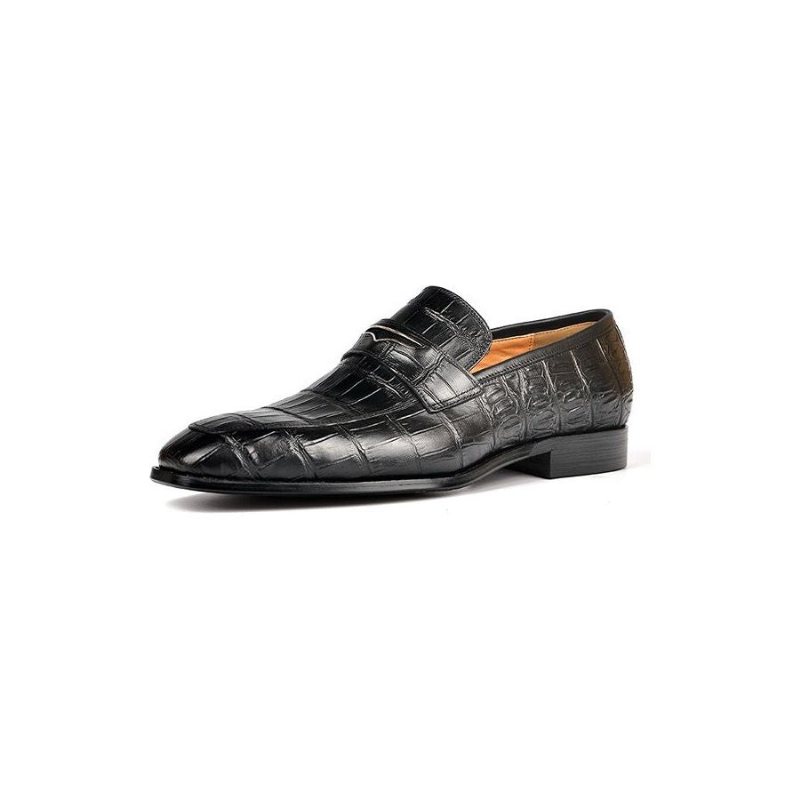 Ανδρικά Loafers Exquisite Crocodile Texture Modish Penny - Μαύρος