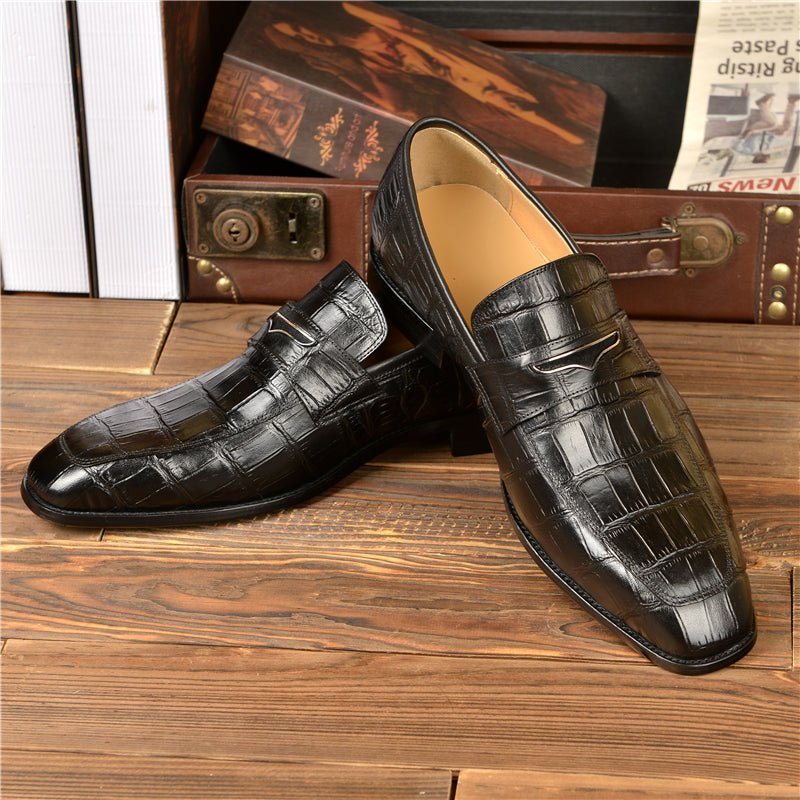 Ανδρικά Loafers Exquisite Crocodile Texture Modish Penny - Μαύρος