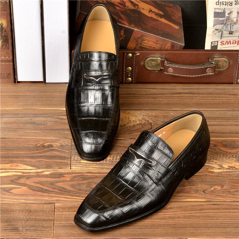 Ανδρικά Loafers Exquisite Crocodile Texture Modish Penny - Μαύρος