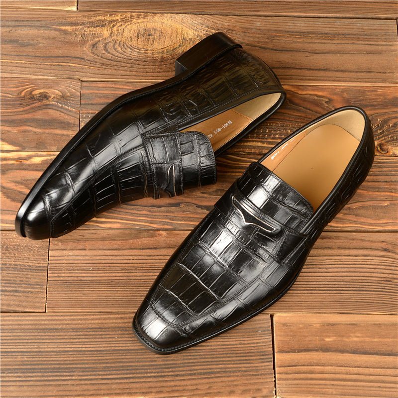 Ανδρικά Loafers Exquisite Crocodile Texture Modish Penny - Μαύρος