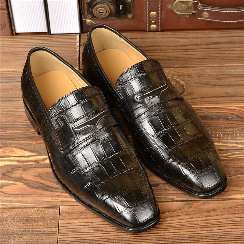 Ανδρικά Loafers Exquisite Crocodile Texture Modish Penny - Μαύρος