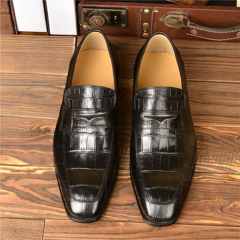 Ανδρικά Loafers Exquisite Crocodile Texture Modish Penny - Μαύρος