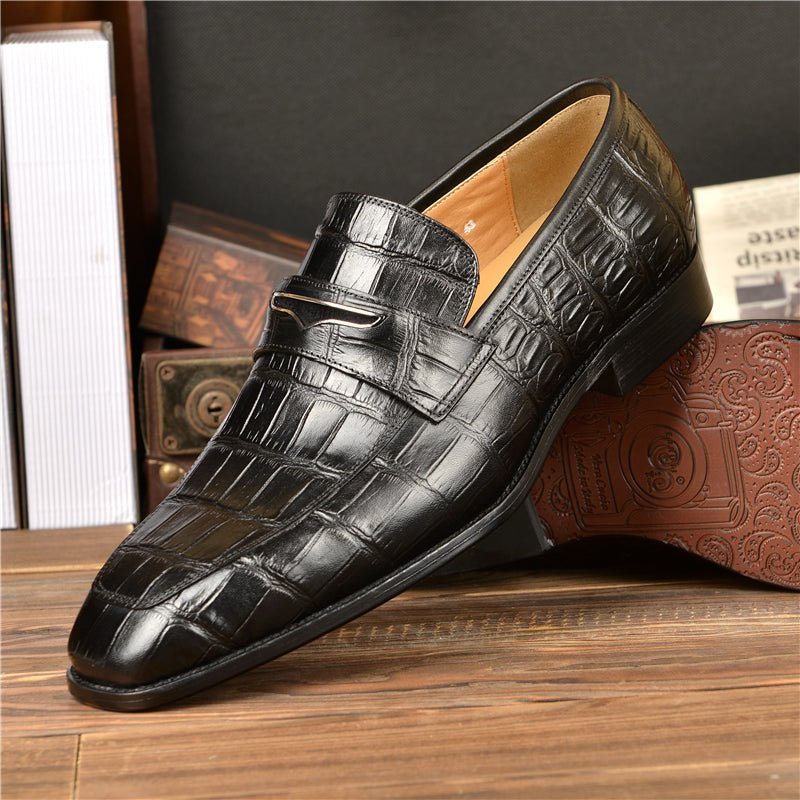 Ανδρικά Loafers Exquisite Crocodile Texture Modish Penny - Μαύρος