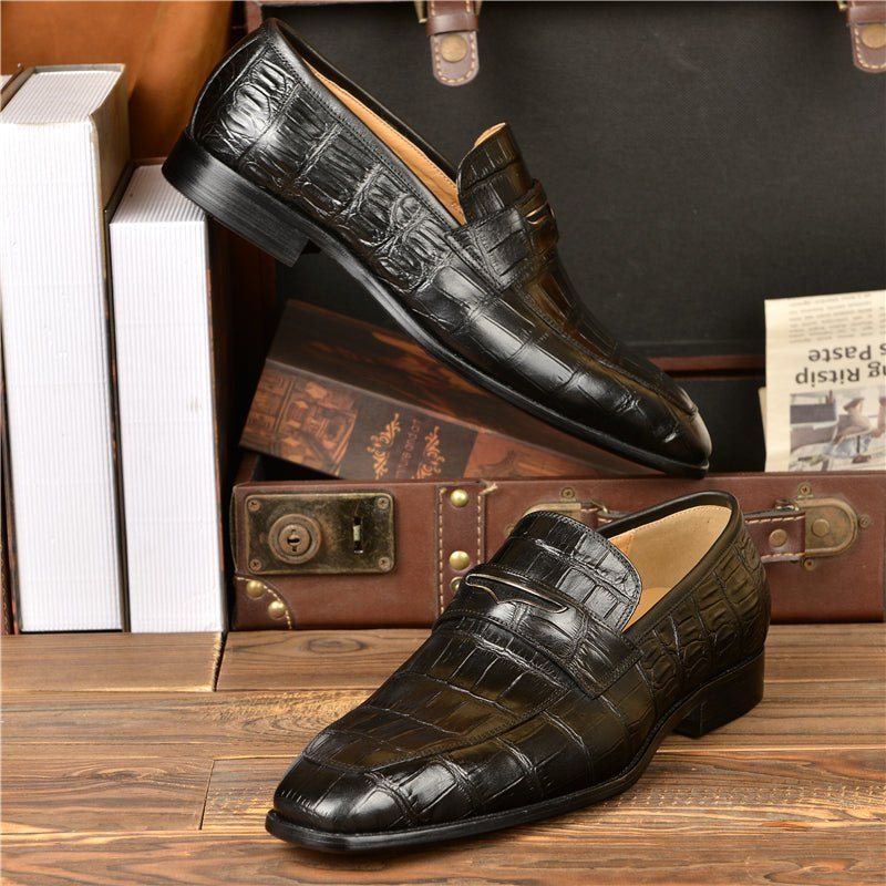 Ανδρικά Loafers Exquisite Crocodile Texture Modish Penny - Μαύρος