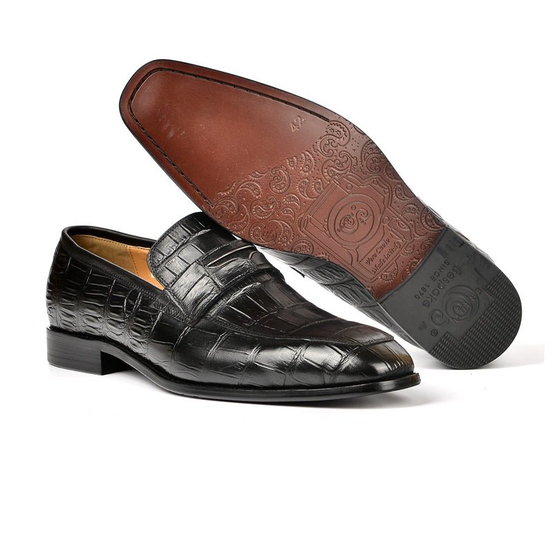 Ανδρικά Loafers Exquisite Crocodile Texture Modish Penny - Μαύρος