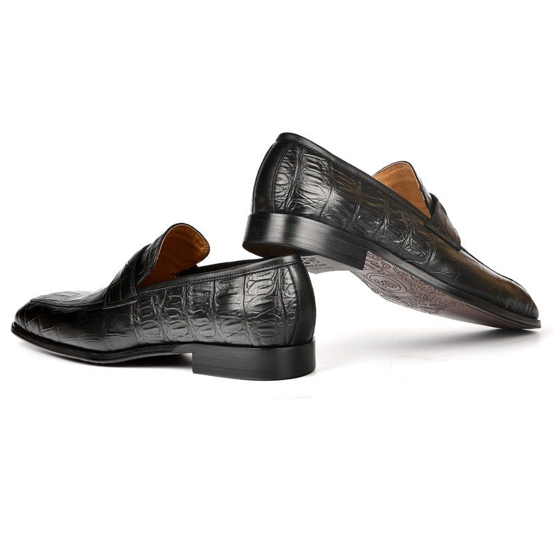 Ανδρικά Loafers Exquisite Crocodile Texture Modish Penny - Μαύρος