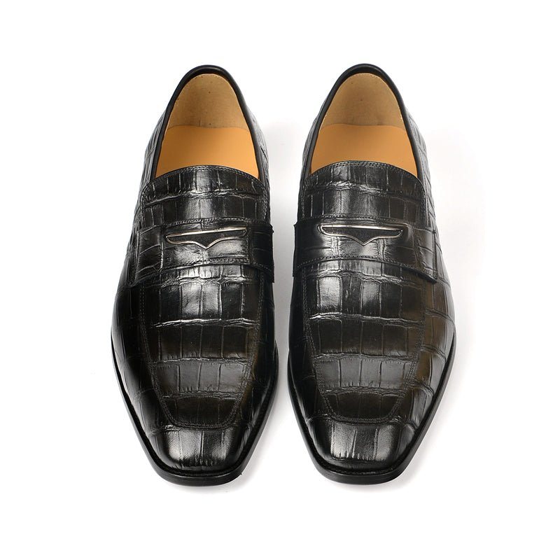 Ανδρικά Loafers Exquisite Crocodile Texture Modish Penny - Μαύρος