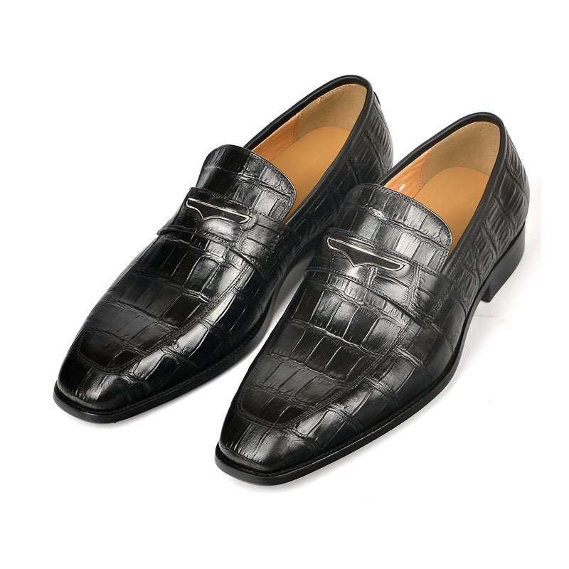 Ανδρικά Loafers Exquisite Crocodile Texture Modish Penny - Μαύρος