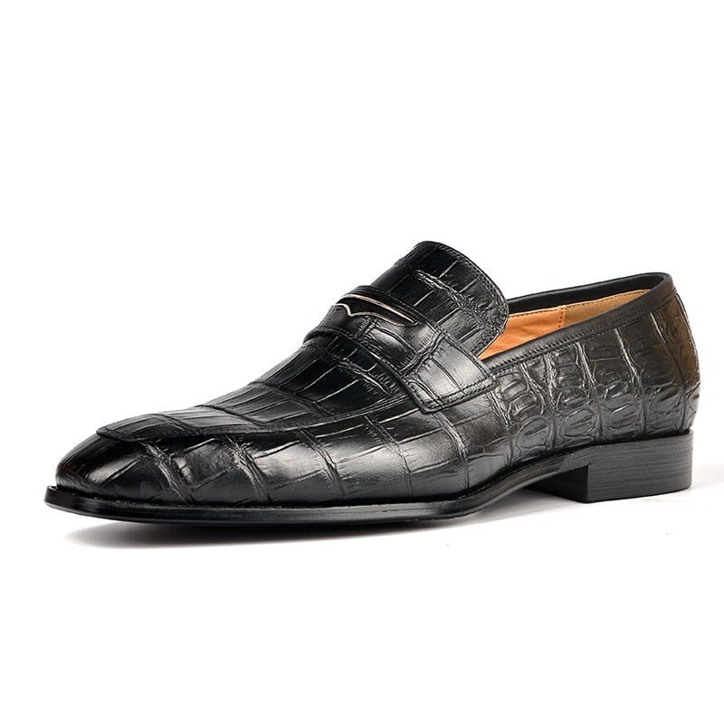 Ανδρικά Loafers Exquisite Crocodile Texture Modish Penny - Μαύρος