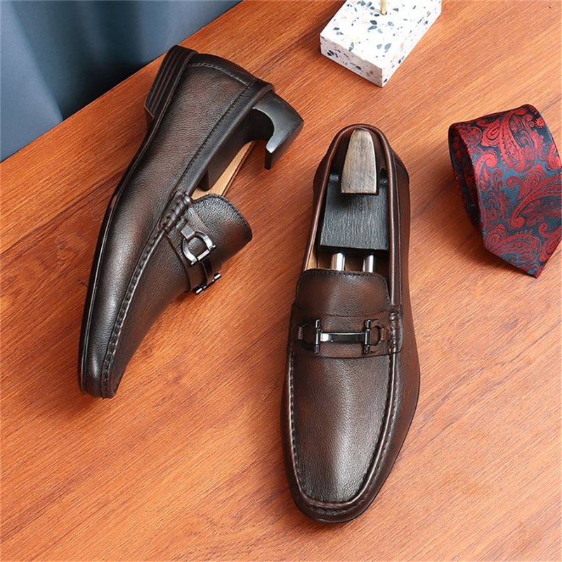 Ανδρικά Loafers Hazel Πολυτέλεια Slip-on Leather - Καφές